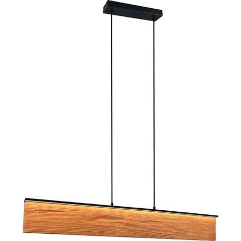 Hängelampe Pendelleuchte Höhenverstellbar LED Holz Touchdimmer 4-Stufen schwarz