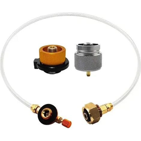 Adaptateur de remplissage pour bouteille de gaz, brûleur pour réchaud de camping, brûleur de randonnée, brûleur extérieur, réservoir de gaz, vanne de raccordement pour fournaise, tuyau tressé, réchaud (1/5)
