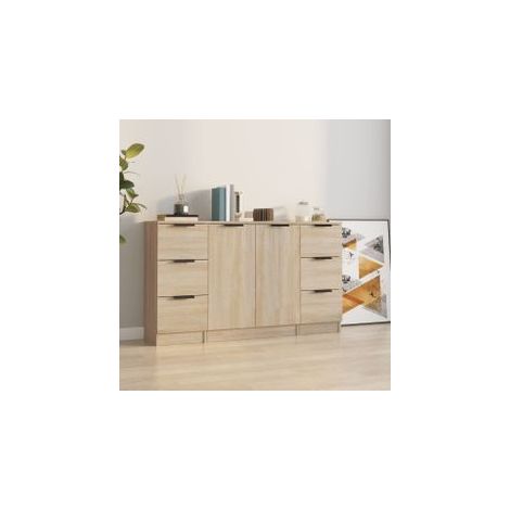 Buffets 3 pcs Chêne sonoma Bois d'ingénierie (1/5)
