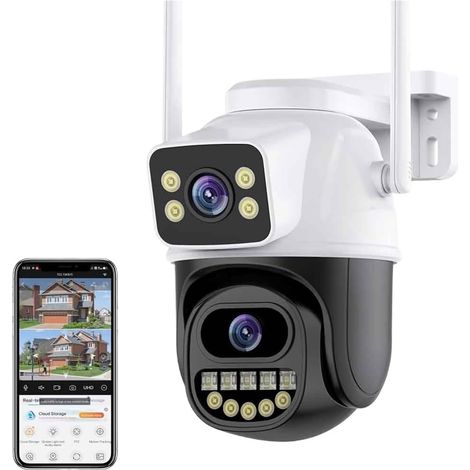 Caméra de sécurité à Domicile Caméra IP PTZ à Double Objectif 8MP 4K, avec Double écran, détection Humaine AI, Suivi Automatique, caméra de Surveillance extérieure sans Fil(4MP NO Card) (1/5)