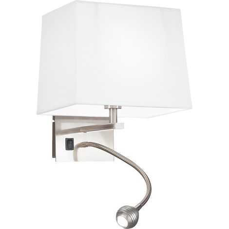 "Applique LED HELLY in tessuto bianco con braccio flessibile con attacco E14" (1/2)