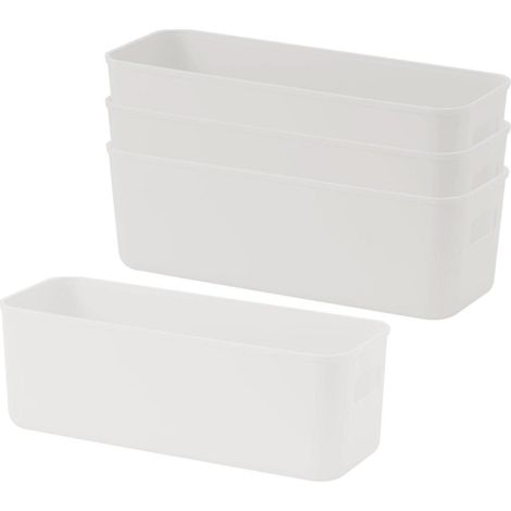 Aufbewahrungsbox 4er Kunststoff Griffe Küche Bad Eingedicktes Weiß (1/5)