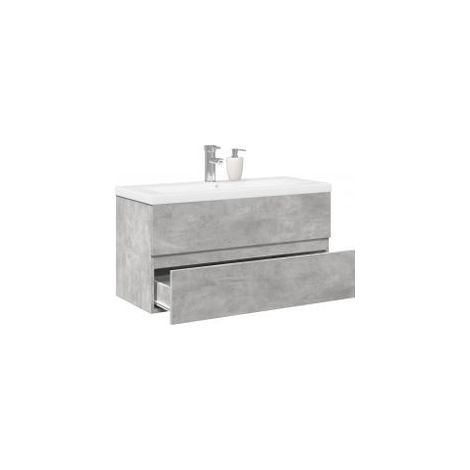 Ensemble de meubles de salle de bain 2 pcs gris béton