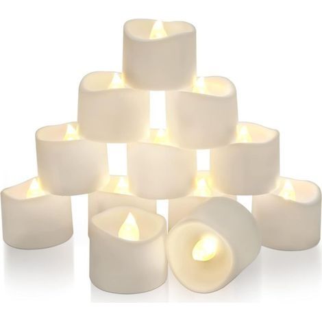 Lot de 12 Bougies LED, 6h on/18H minuterie, Timer, sans Flamme, Fausses Bougies (1/5)