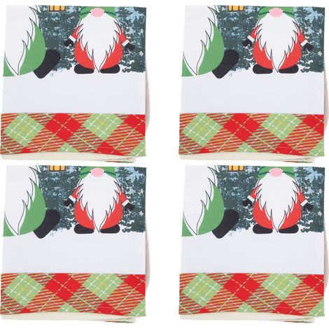 Lot de 4 housses de chaise douces et élastiques à motifs Père Noël