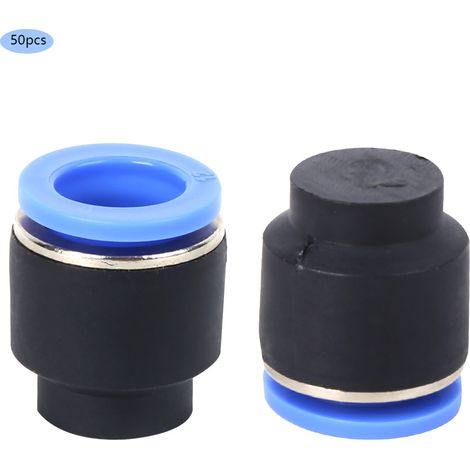 Lot de 50 bouchons pneumatiques pour tuyaux, insertion rapide, pour applications industrielles, avec anneau de déverrouillage ovale en PPF. (1/5)