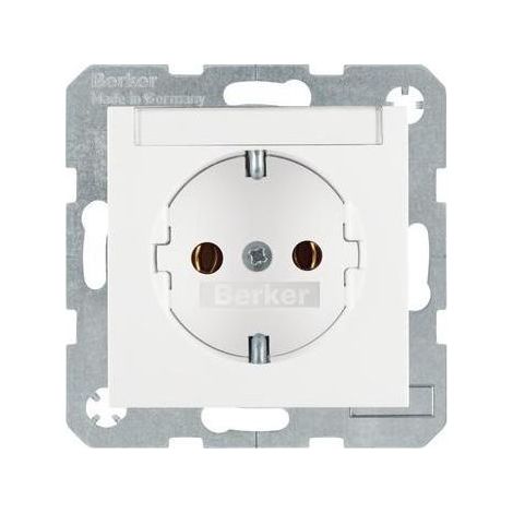 Berker 47508989 Steckdose SCHUKO mit Beschriftungsfeld S.1/B.3/B.7 polarweiß, glänzend (1/5)