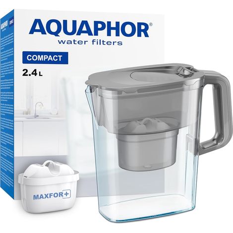 Caraffa filtrante Aquaphor Kompakt da 2,4 l + 1 cartuccia, grigia (1/5)