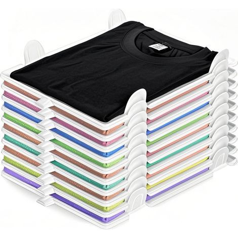Lot de 10 organiseurs de tshirts, organisateurs de garderobe, organiseurs de chemises, organiseur de penderie empilable pour armoire, tiroirs, tshirts, chemises (1/5)