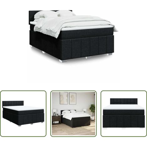 vidaXL Taschenfederkern - Boxspringbett mit Matratze Schwarz 140x200 cm Stoff (1/5)