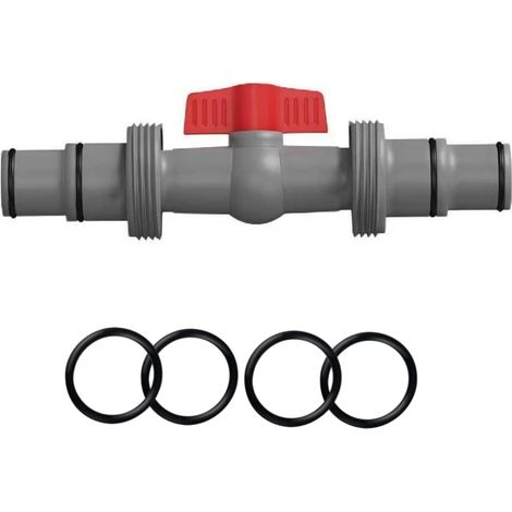 Accessoire de piscine - Robinet d'arrêt de 32 mm vers 38 mm - Adaptateur de tuyau de piscine - Robinet d'arrêt - Vanne d'arrêt - Robinet à boisseau sphérique - Pour tuyau de 32/38 mm de diamètre (1/5)