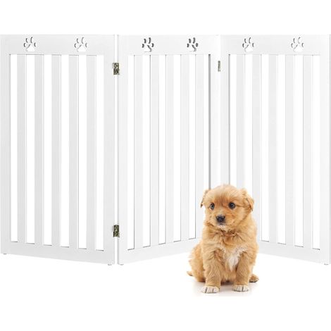 GOPLUS Barriere de Protection pour Chien Pliable, Grille de Securite Pivotante par Charniere a 360 °Barriere de Securite pour Animaux Domestiques d’Hauteur de 60/91cm (151x91cm, Blanc) (1/5)