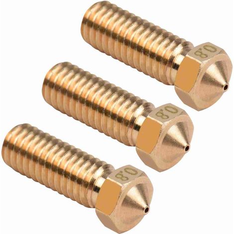Accessoire pour imprimante 3D : buse volcan en laiton, diamètre de sortie de 0,8 mm, compatible avec les filaments de 1,75 mm, lot de 3, couleur or. (1/3)