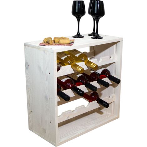 Flaschenregal für 15 Flaschen in weiß Weinschrank Weinständer Weinregal bodenstehend stabil auch für Gastronomie (1/5)