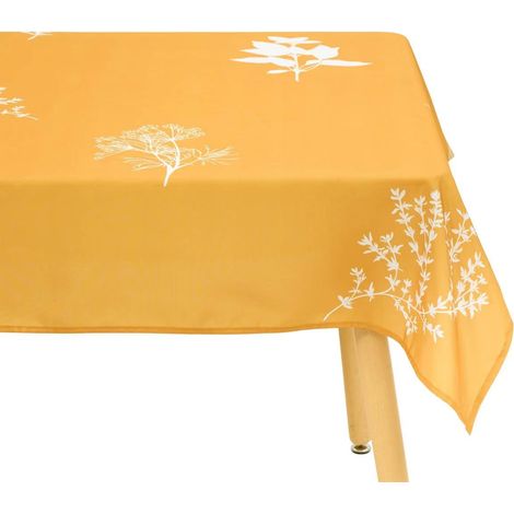Nappe Antitache Imprimée "Garrigue" 150x300cm Moutarde