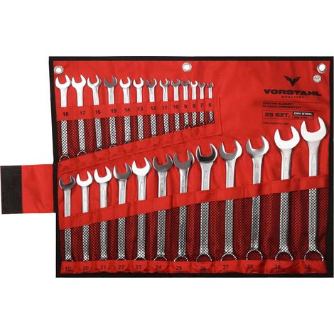 Jeu de clés à fourche en acier CrV 25 pièces 6-32 mm Vorstahl (1/5)