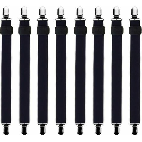 8Pcs Tendeur Drap Housse Lit Drap Réglable, Tendeurs de Maintien, Convient à Tous Lits et Matelas, noir