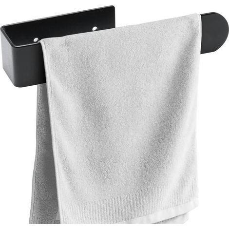 Porte Serviette - Noir - Aluminium - 20 cm - Installation sans Perçage - Design Moderne (1/4)