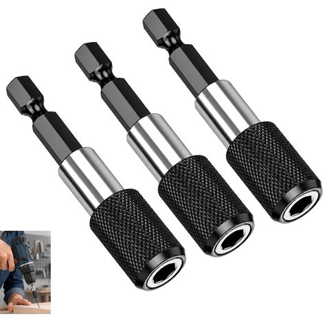 3 Pièces Porte Embouts Magnétiques 1/4", Rallonge Visseuse 60mm à Changement Rapide, Tige d’Extension Perceuse, Maintien Ferme des Embouts pour Métal, Plastique, Bricolage et Atelier Maison (1/5)