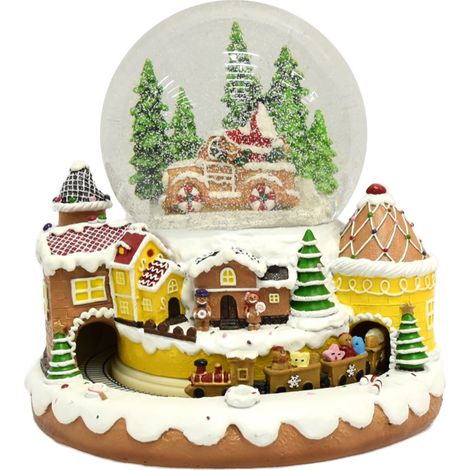 MA MAISON PALLA DI NEVE IN VETRO CON MUSICA E MOVIMENTO TRENO SFERA NATALIZIA 24X24X24 CM (1/4)