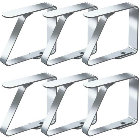 Tablecloth Clips Set of 6 Stainless Steel Anti-Slip Tablecloth Clips, Suitable for Tables 2.5 to 4 cm Thick (5.5 cm x 6 Pieces) (1/4)