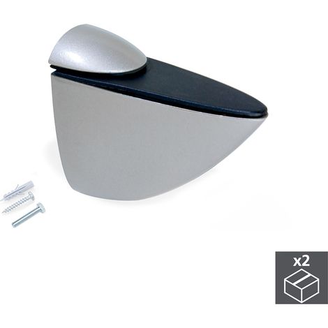 Staffe reggipiani Azor per mensole di legno o vetro, spessore 0-25 mm, Plastica e zama, Grigio metallizzato, 2 pezzi 4009425 EMUCA (1/4)