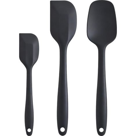 Silikon-Spatel-Set hitzebeständig, BPA-frei, 3er-Set schwarz