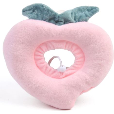 1 collier anti-léchage pour chat, forme cœur pêche, en coton, ajustable S/M/L, post-opératoire, protection tête et haut du corps (1/5)
