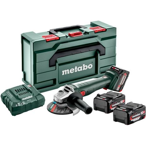Metabo – Meuleuse d'angle sans fil 18V 4.0Ah – 602249960 – Diamètre disque 125 mm – Moteur Brushless pour béton – Vitesse 10 000 tr/min (1/10)