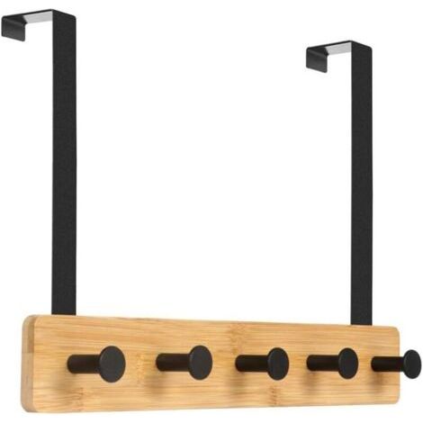 Patère de Porte à Suspendre 5 Crochets, Crochets de Porte pour Chambre Porte Manteau pour Rangement Manteaux, Vestes, Peignoirs,Sacs à Main et Autres-Naturel (1/5)
