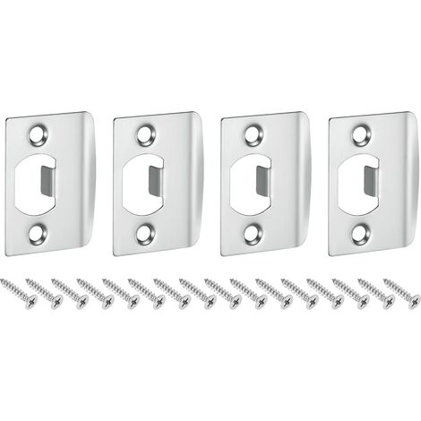 4Pcs Pièce de Rechange pour Plaque de Serrure, 57mm x 45mm Plaque de Frappe de Verrou de Remplacement en Acier Inoxydable pour Renforcement de Cadre de Porte, Argent (1/5)
