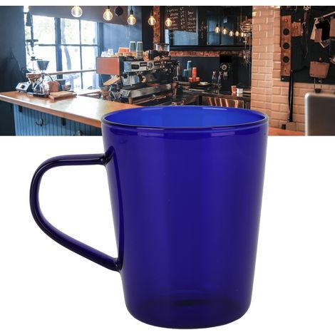 380ml Borosilicate Glass Mug, Shatter Resistant, Easy to Clean for Coffee, Kitchen, Hotel, Office - Blue (1/5)