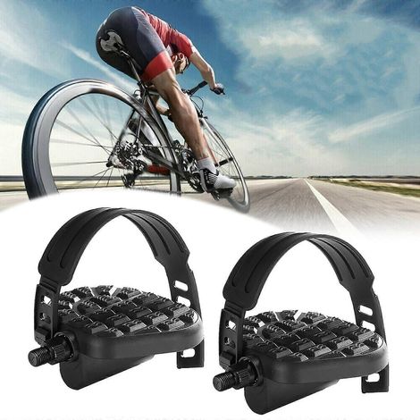 paire de pédales de vélo d'appartement avec sangles, pièce de rechange pour pédales de vélo stationnaire d'intérieur, format court 1/2 A (1/4)
