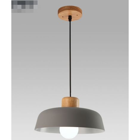 Lampe à suspension ronde en moderne et simple de style nordique grand plafonnier avec finition couleur vive E27 métal bois (1/4)