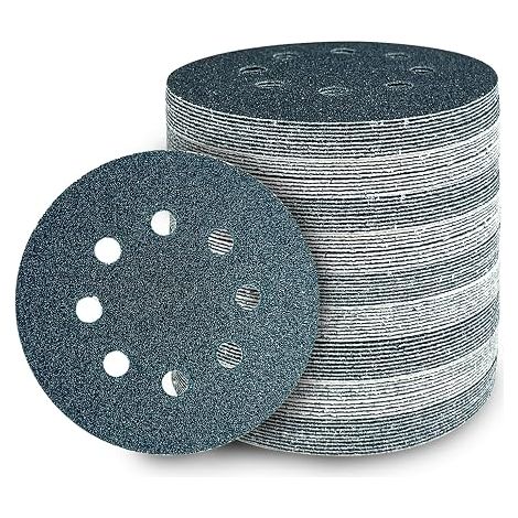 Dischi abrasivi 125 mm grana mista 40/80/120/180/240/320/600, carta abrasiva, disco abrasivo con 8 fori per levigatrice eccentrica (1/5)