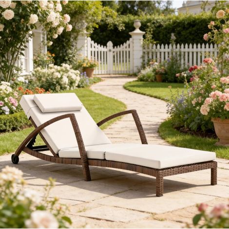 Tumbona jardín reclinable con ruedas acero OKMYHOME (1/2)