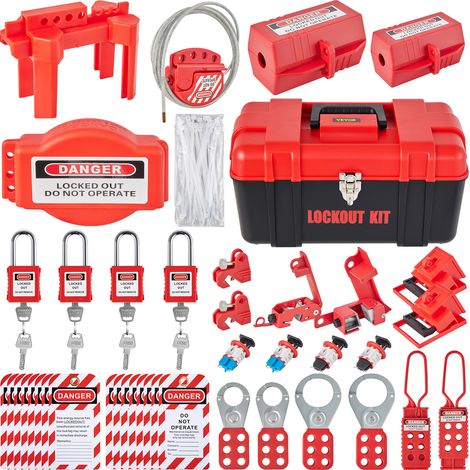 VEVOR 42 PCS Lockout Tagout Kits, Electrical Safety Loto Kit Includes Padlocks, 5 Kinds of Lockouts, Hasps, Tags & Ties, Box, Lockout Safety Tools for Electrical Risk Removal in Industrial, Machinery (1/5)