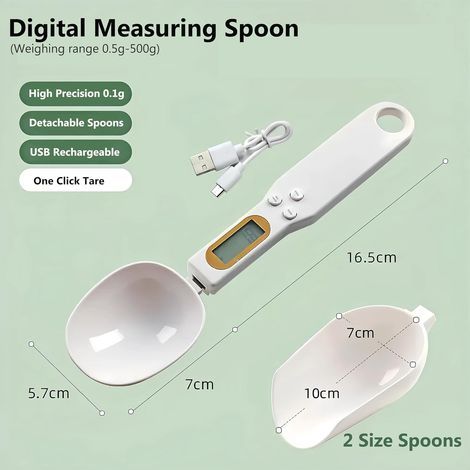 Cuillère doseuse numérique, balance électronique, cuillère doseuse alimentaire, café moulu, ingrédients pour le thé, épices, cuisine, cuillères doseuses en grammes, haute précision 0,1 g (1/5)