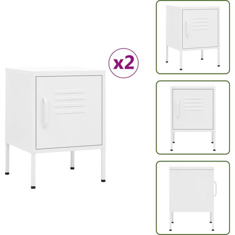Comodino con serratura - vidaXL Comodini 2 pz Bianchi 35x35x51 cm in Acciaio - Comodino con livellatori
