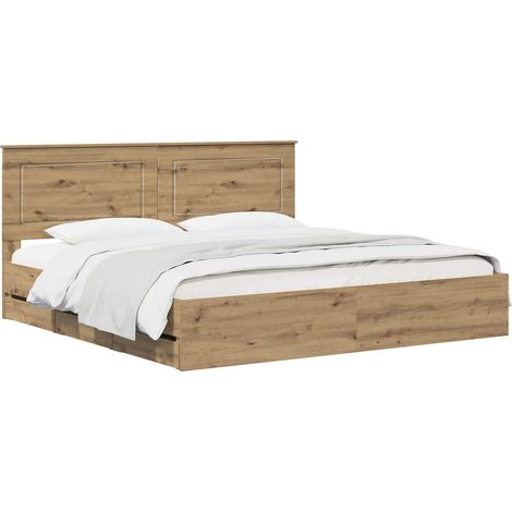 Bed Frame with Storage and Headboard Artisan Oak 180 x 200 cm vidaXL (1/5)