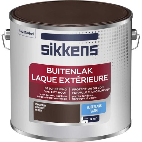 Sikkens - Peinture Laque Extérieure Bois et Fer - Finition tendue, sous-couche intégrée, facile à appliquer - Satin Brun Foncé 2,5 L