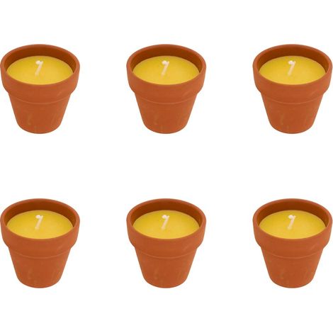 Lot de 6 Bougies Parfumées en Terre Cuite "Terry" 40g Citronnelle