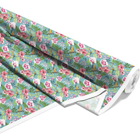 Outdoor dekostoffe oxford - Motiv Blumen und Eisvogel I DX056 (1/5)