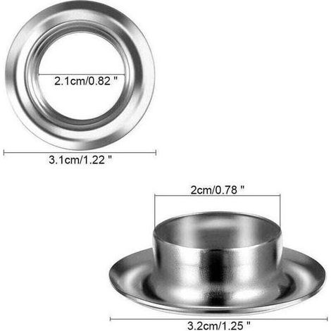 pair 50 Grommets Eyelets Ensembles Oeillets 20mm Grommet Kit Oeillet pour Toile Bâche Tente de Réparation Argent (1/3)