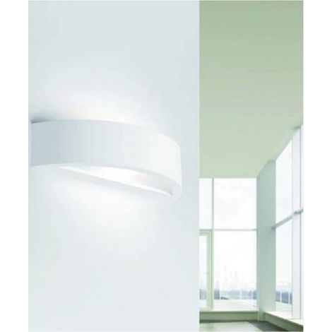 TrAdE Shop Traesio - Applique Muro Moderno In Gesso Mezzaluna Slim 1xr7s Lampada Verniciabile Gs-e62 - (1/2)