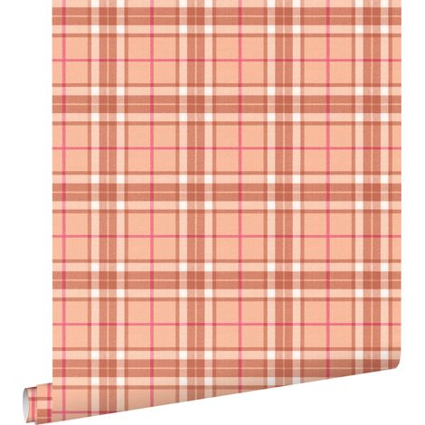 papier peint vichy orange et marron - ESTAhome (1/5)