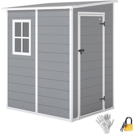 Abri de Jardin Métal AoSenYunZhou Porte Verrouillable avec Clés et Fenêtre 122x149x192cm Gris (1/5)