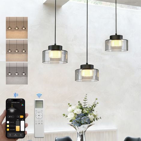 doporro Suspension Luminaire Plafonnier Lustre Chambre Salon Trois Températures de couleur Hauteur Réglable Éclairage Intérieur LED Noir 71×150CM 12W Alivetta7915 3A (1/5)