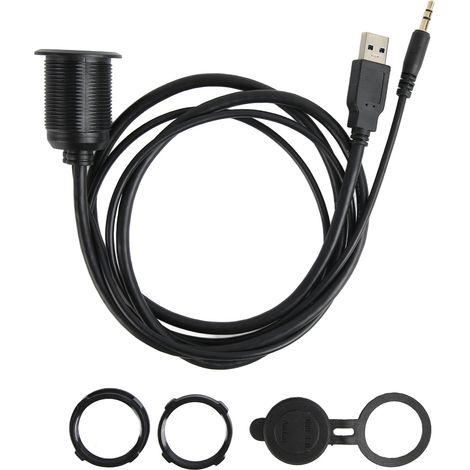 Câble USB 3.0 et Jack 3.5mm pour Voiture et Moto - Montage Flush, Transfert de Données et Connexion AUX, Plug & Play (1/5)