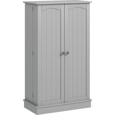 Armoire garde-manger de cuisine avec 2 portes, 5 étagères et 12 porte-épices, 60 x 30 x 104 cm, gris (1/5)